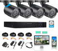 Home Security Camera System 3000TVL Surveillance DVR Kits, 4pcs Wired 1080P AHD/CVI/TVI Coaxial HD Camera Night Vision Set with AI Motion Person Detection, DVR with 500GB Hard Drive for 24-7 Recording
