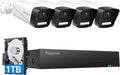PoE Security Camera System, 4pcs Wired 3MP Outdoor IP Cameras with Color Night Vision, AI Human Detection, Two-Way Audio, 4K 4CH NVR with 1TB HDD for 24-7 Recording, No Monthly Fee