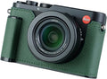 Camera Half Case for Leica D-LUX 8, Vintage Metal Genuine Leather Instant Camera Protective Cases Stylish Portable Shockproof (Green D)