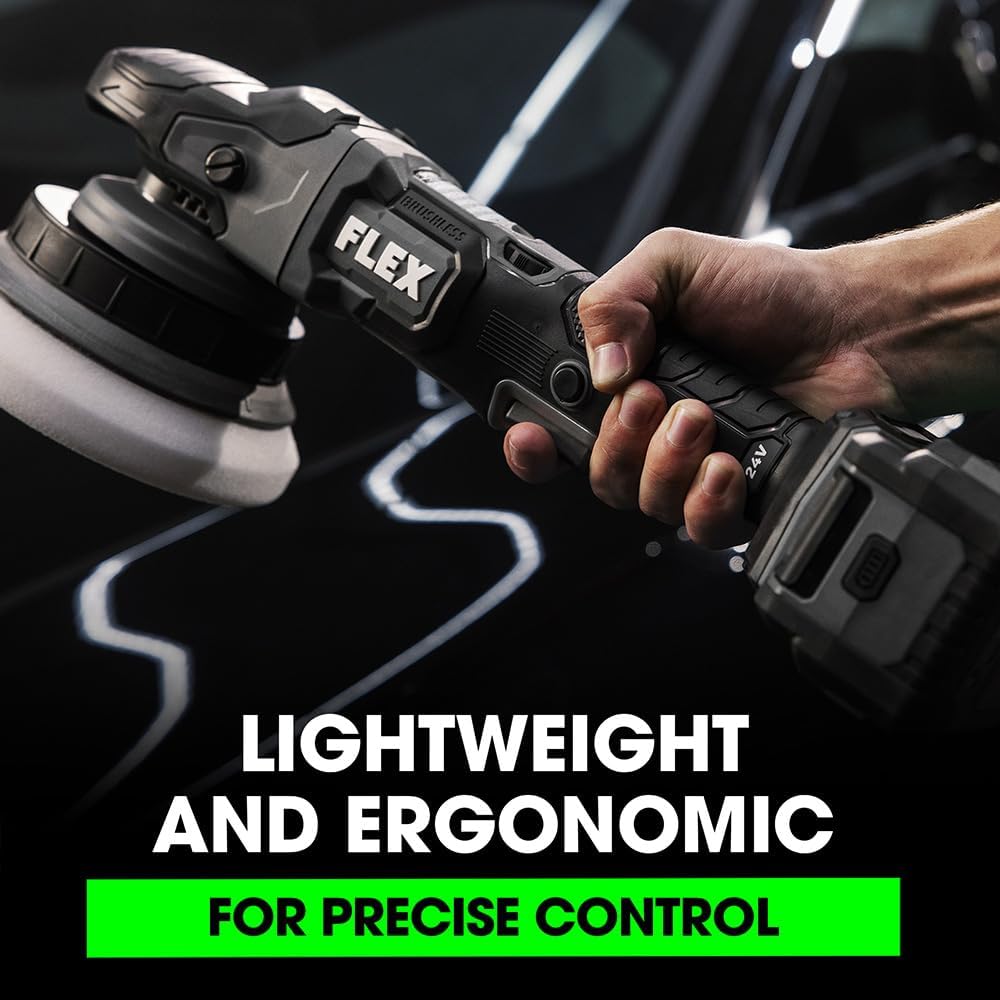 FLEX 24V Brushless Cordless Free Random Orbital Polisher Kit, Variable Speed, 6-Inch, Ideal for Detailing, Body Shop & Repair, w/ (2) 5.0Ah Lithium Batteries & 160W Fast Charger - FX3321-2C