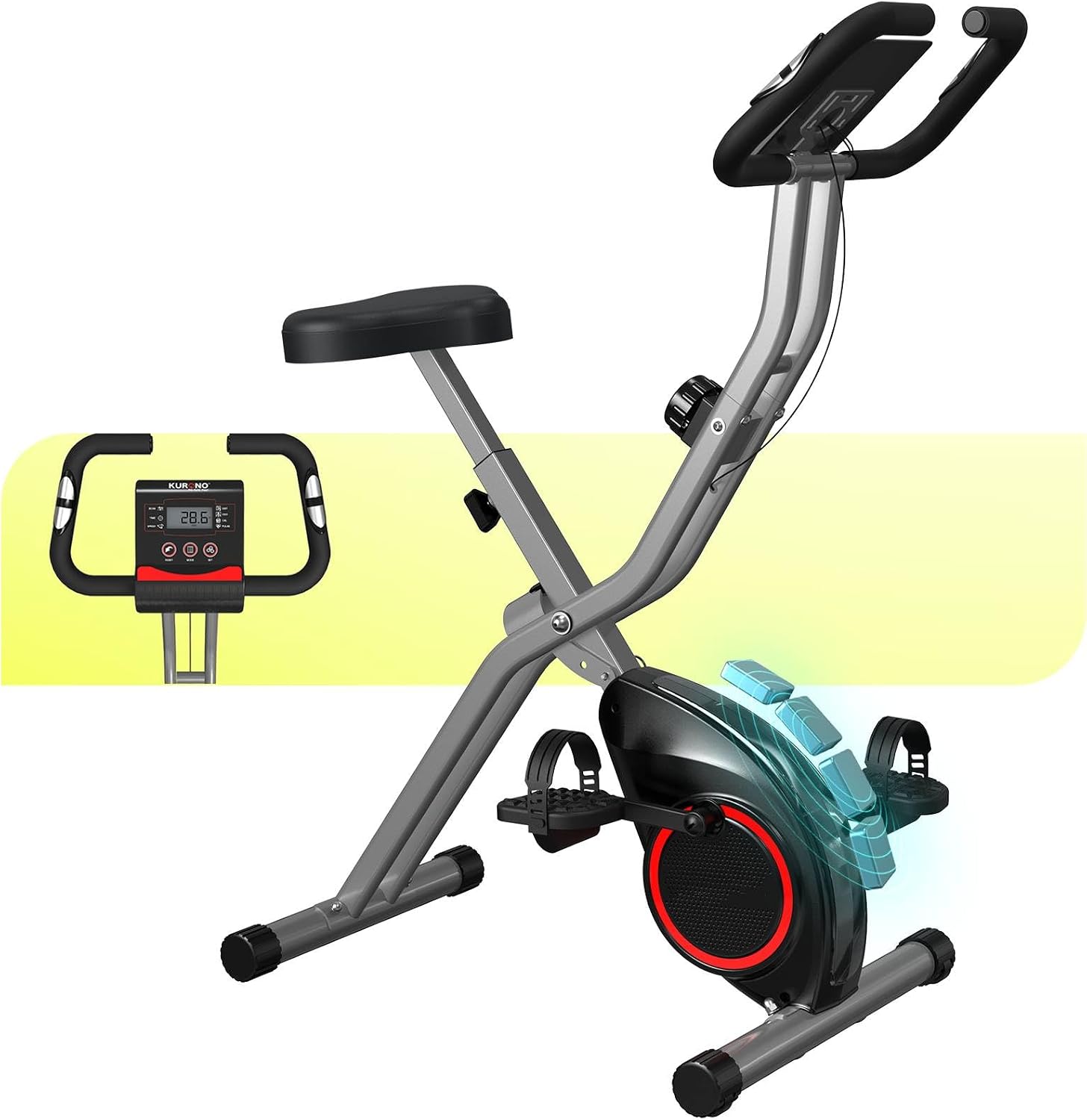 Indoor Exercise Bike Stationary Bikes for Home with 16-Level Magnetic Resistance, Lightweight Foldable Cycling Bike with 70% Pre-Assembled, 260 LBS Capacity, Flywheel of 5.5 LBS for Quiet Home Workout