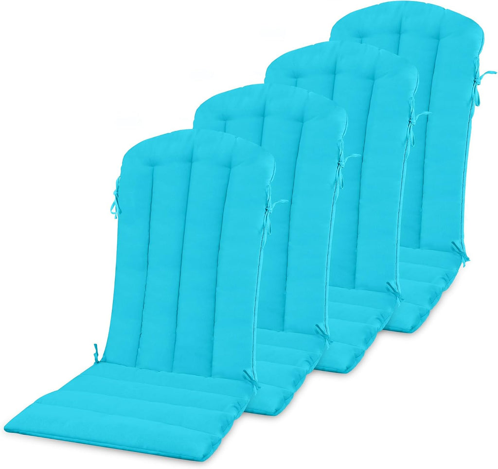 YEFU Adirondack Chair Cushion, Rocking Chair Cushions with Straps, Folding Patio Chair Pad for Indoor and Outdoor, 19.7x18.9x1.5 Inch, Aruba, 4-Pack