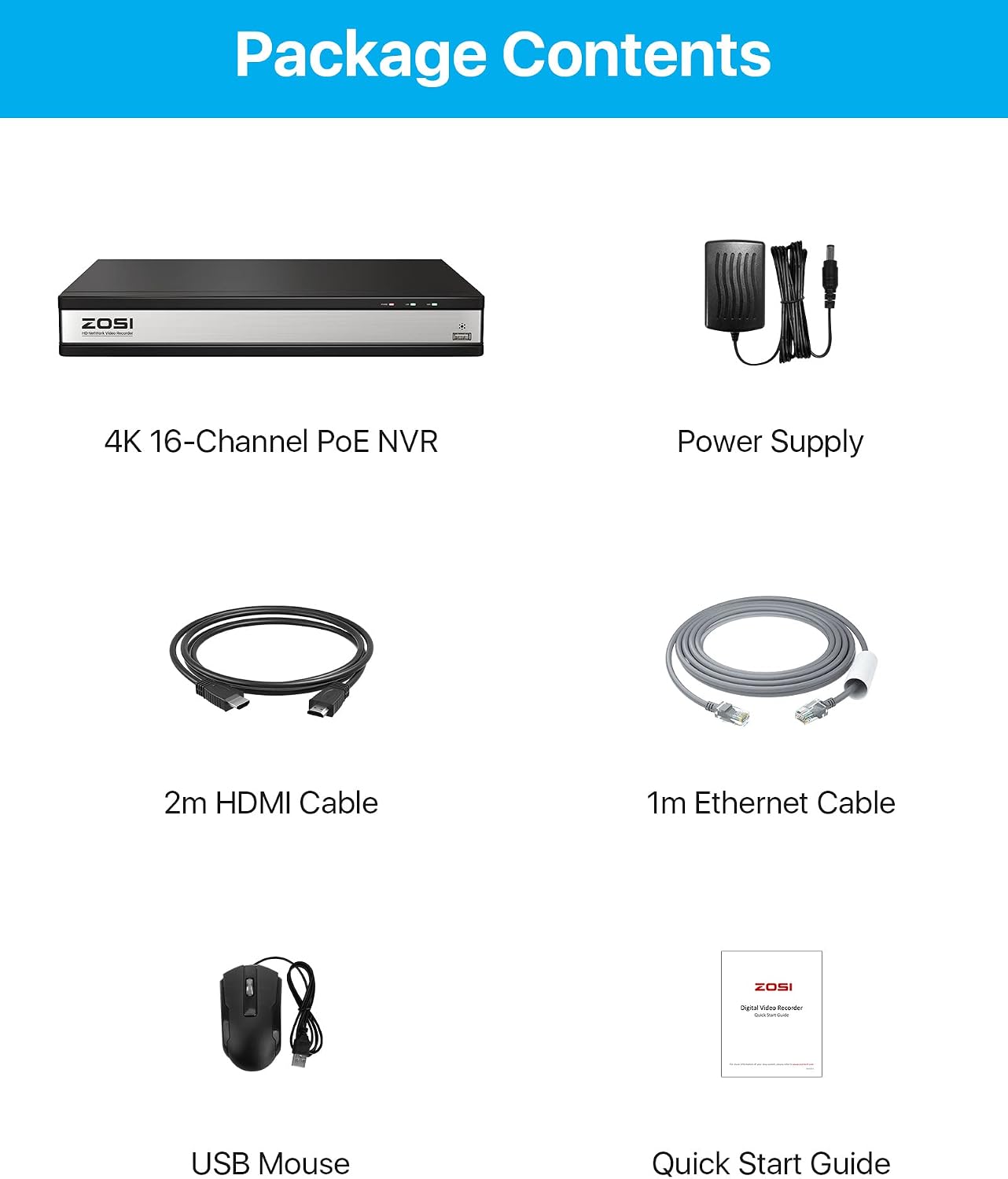 ZOSI 4K 16CH PoE NVR with 4TB Hard Drive,8MP Network Video Recorder Home Security Camera Surveillance System,24/7 Recording,Only Compatible with ZOSI 4K/8MP/5MP/4MP PoE Camera(32 Channel 16-Port)