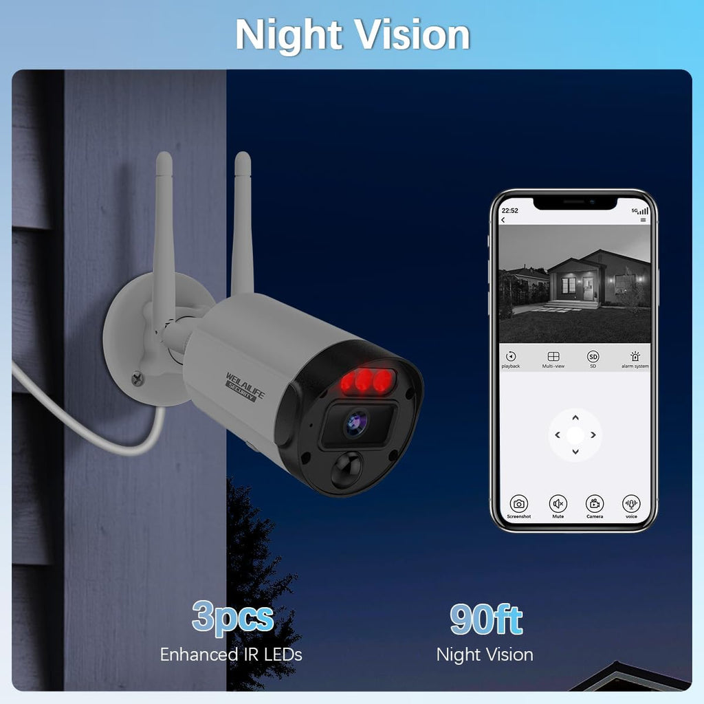 【All-in-One Security System】 5MP Outdoor Wireless Security Camera System, Home WiFi Video Security Cameras Systems, Surveillance DVR Kits