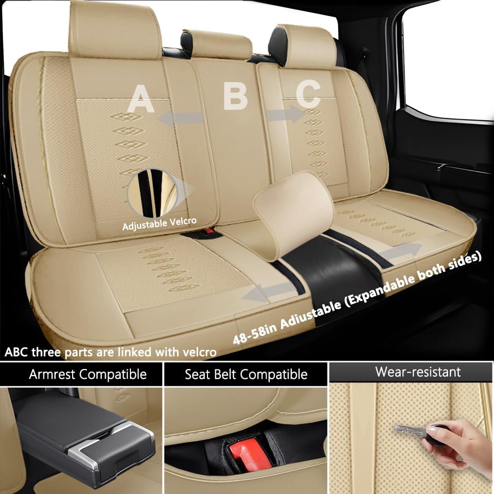 Full Set Seat Covers for Lexus LS 400 1995-1999,Leather Car Seat Cover,Soft Seat Cushion Covers with Airbag,Waterproof Automobile Seat Protectors for LS 400(Beige,Standard)