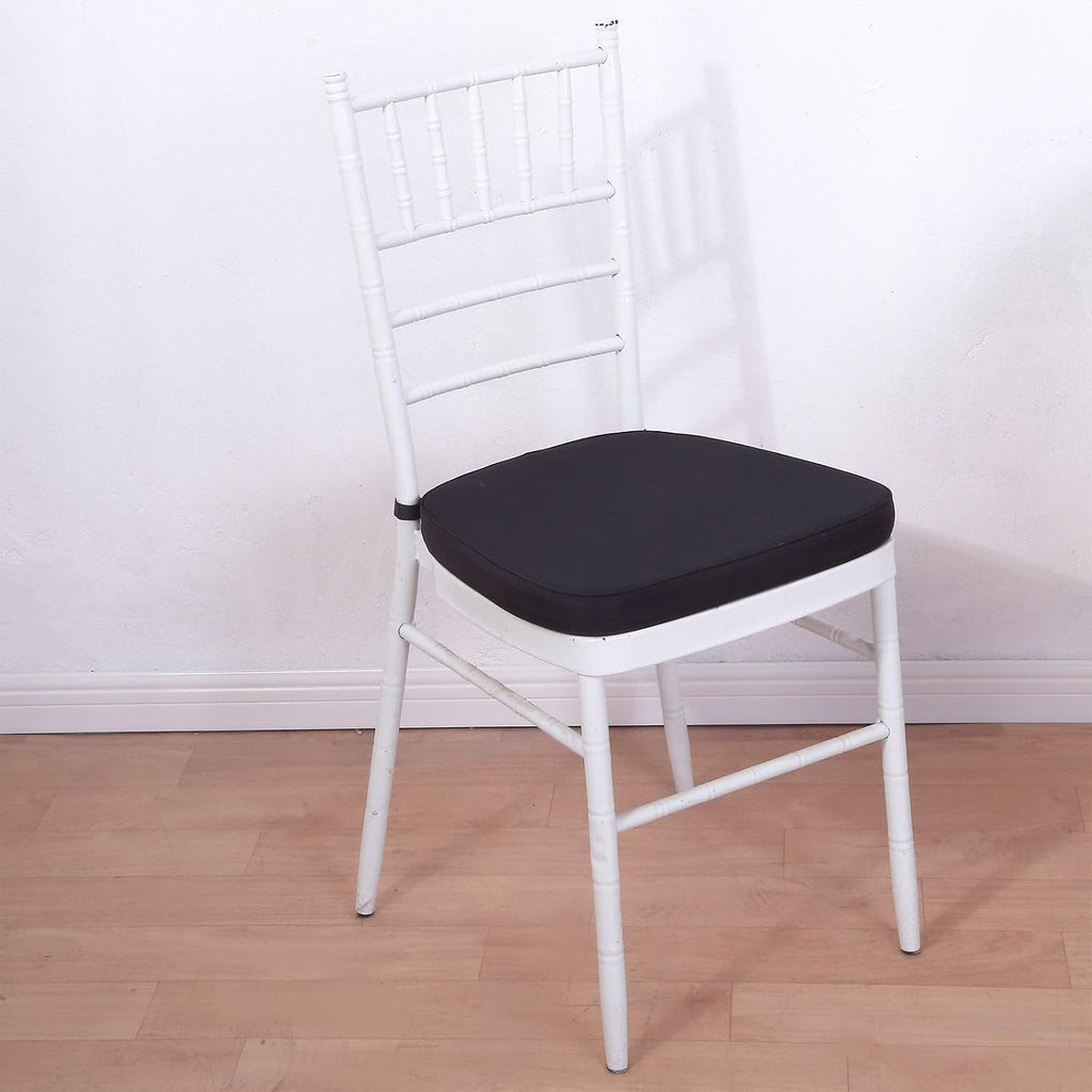 Efavormart 100 PCS2 Thick Black Chiavari Chair Pad, Memory Foam Seat Cushion with Ties and Removable Cover