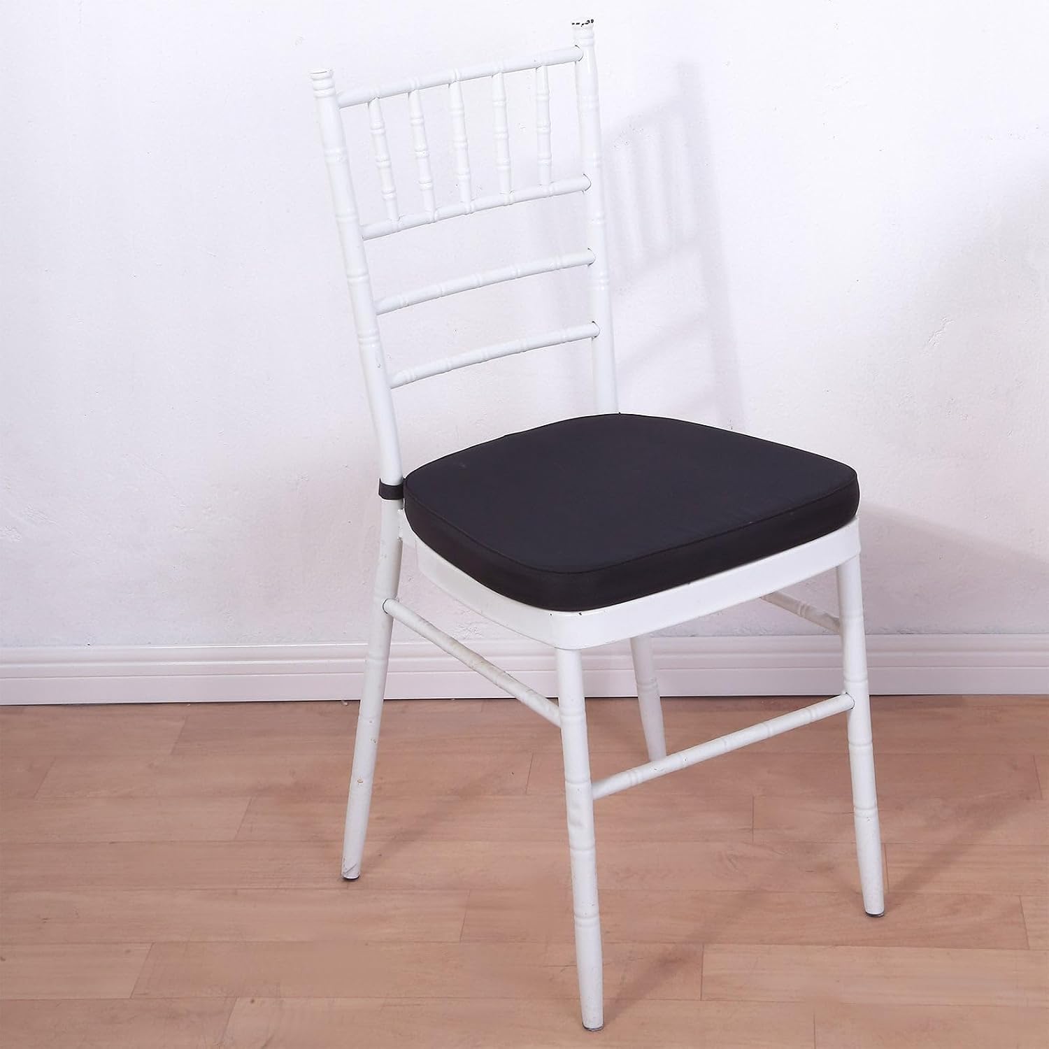 Efavormart 100 PCS2 Thick Black Chiavari Chair Pad, Memory Foam Seat Cushion with Ties and Removable Cover