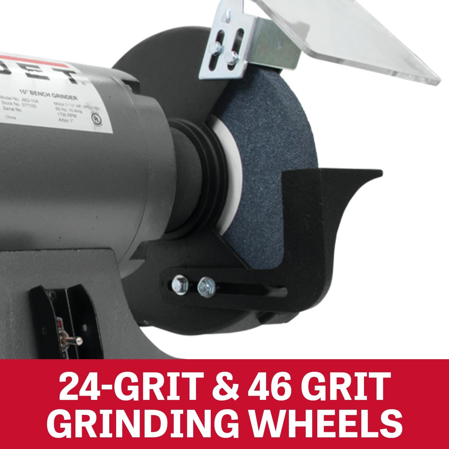 JET 10-Inch Bench Grinder, 1750 RPM, 1 HP, 120V 1Ph (Model JBG-10)