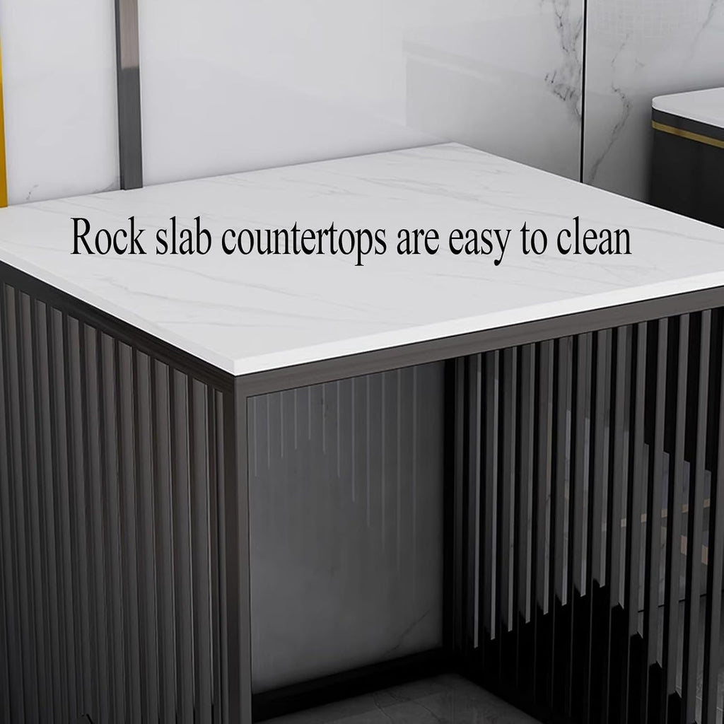 Self Emptying Robot Vacuum Cleaner Small Storage Cabinet, Small Bedside Tables for Small Spaces, Side Table for Living Study Room, Nightstands for Bedroom(Black,50 * 40 * 53cm)
