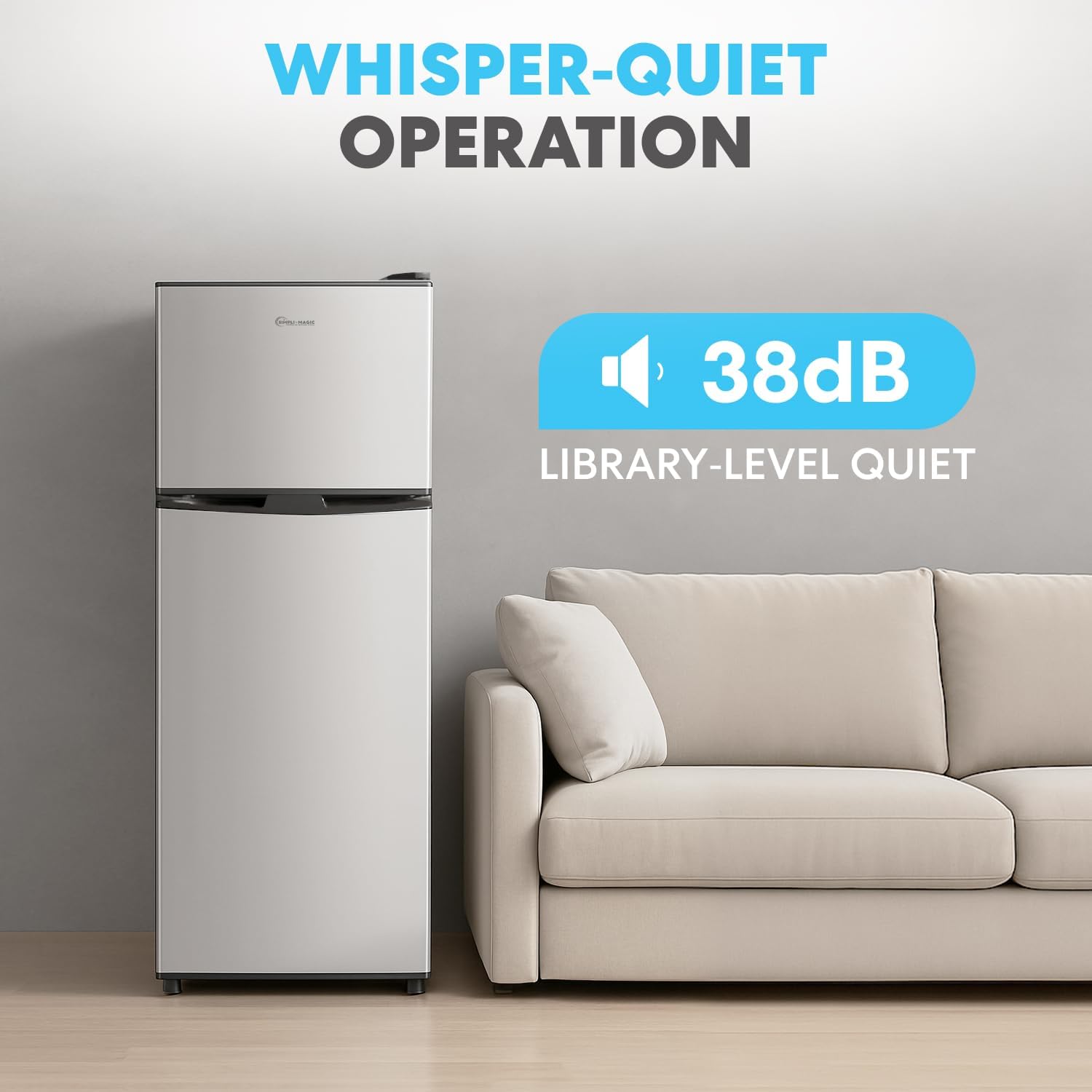 Simpli-Magic 4.0 Cu.Ft. Mini Fridge with Freezer – Compact Double Door Refrigerator for Dorm, Office, Bedroom – Adjustable Thermostat, Energy Efficient, Stainless Steel