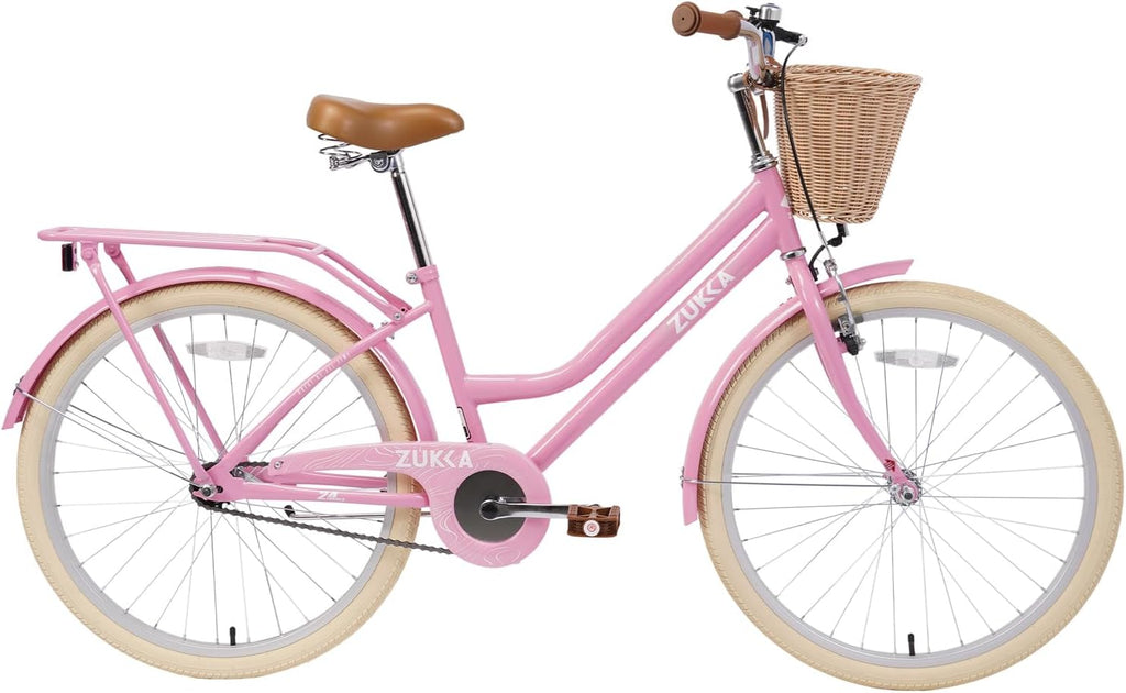 24 Inch Girls Bike ，Girls Bike with Basket for 10+ Years Old Kids，No Training Wheels Included ，Single Speed,Multiple Colors