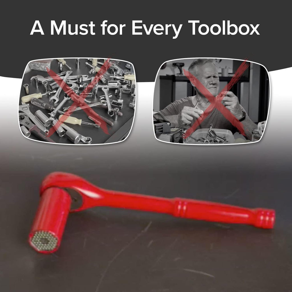 Red Dog Socket w/Drill Adapter, Fits Most Nuts & Bolts, Use with Socket Wrenches & Power Drills, Steel Rods Form Any Shape, Standard or Metric, 2 In. (Pack of 8)