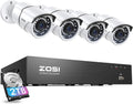 ZOSI 8CH 4K PoE Home Security Camera System, 8 Ports 16CH 8MP NVR with 2TB HDD, 4pcs 5MP Outdoor PoE IP Cameras, 100ft Night Vision, Person Vehicle Detection, Remote Access, for 24/7 Recording