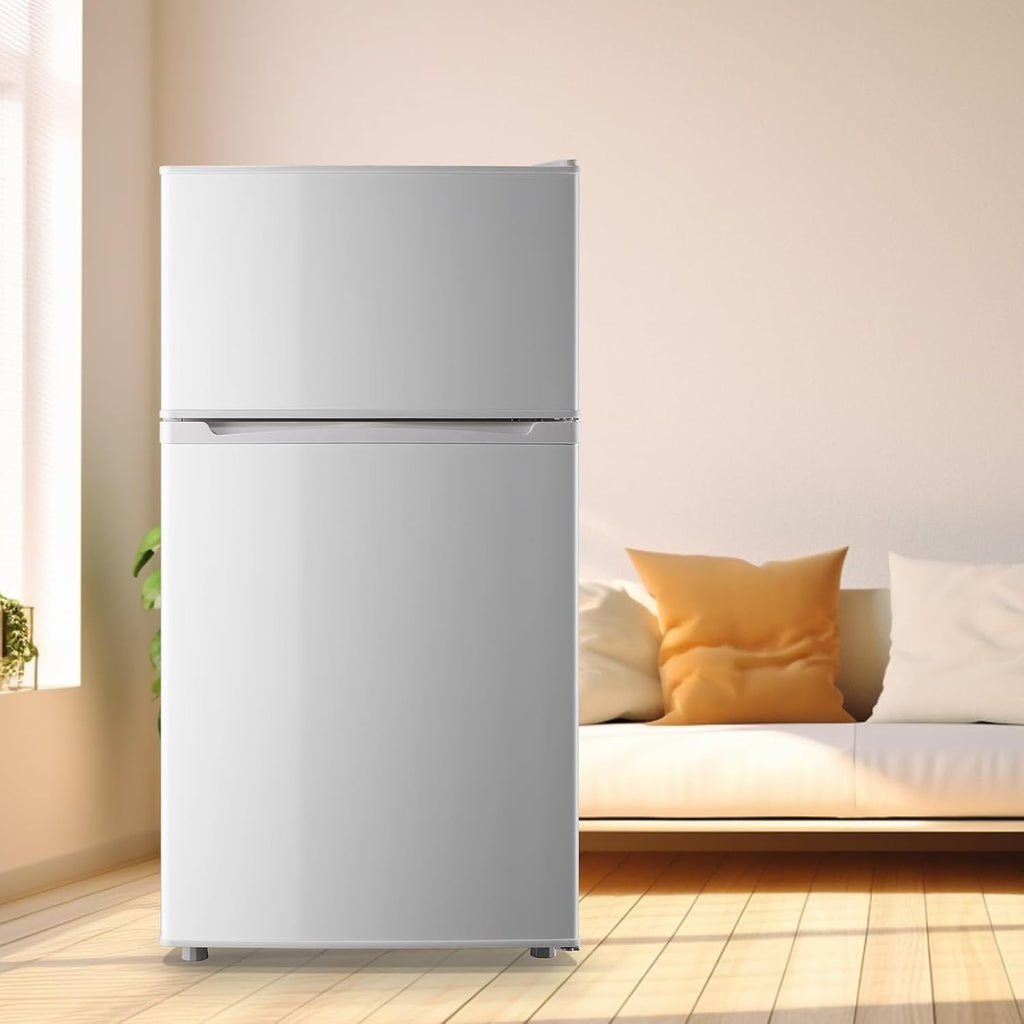 Compact Refrigerator 3.5 Cu.Ft WANAI Classic Retro 2 Door Mini Fridge Adjustable Remove Glass Shelves Suitable for Dorm Garage and Office