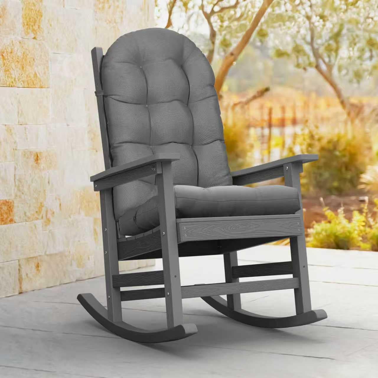 YEFU Adirondack Chair Cushion, Rocking Chair Cushions High Back Set of 4, Thickened Patio Chair Pad for Indoor and Outdoor, 49x20x4.7 Inch, Gray