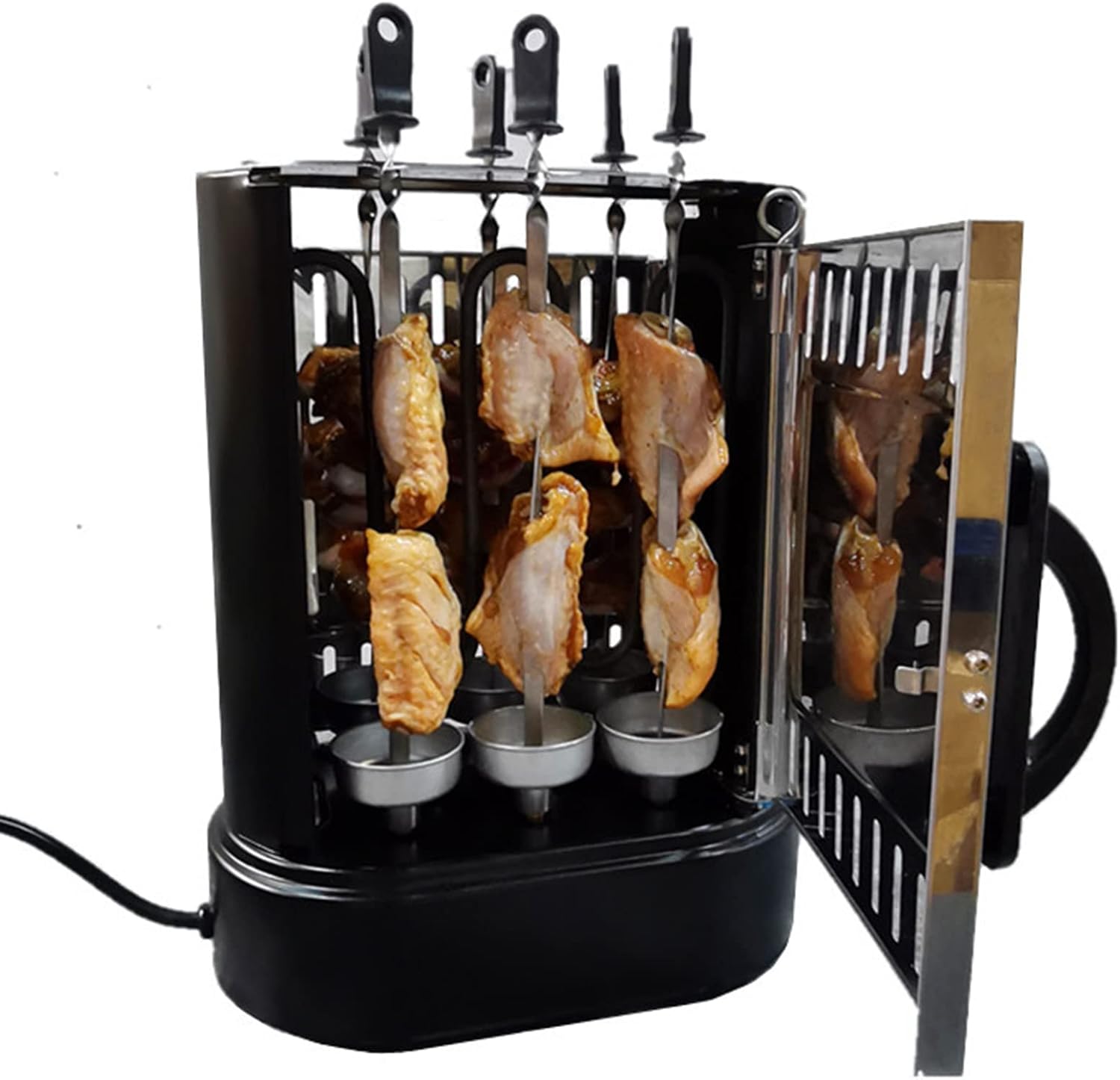 Vertical Countertop Oven, with Bake, Broil Roasting Kebab Rack, Smokeless Electric Grill, 360°Automatically Rotating Barbecue Grill, 6 Strings, for Commercial and Home Use