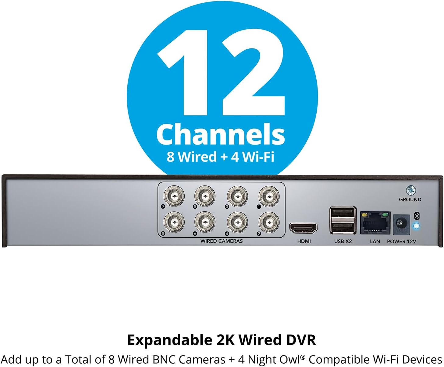 Night Owl 2-Way Audio 12 Channel DVR Video Home Security Camera System with (6) Wired 2K HD Indoor/Outdoor Deterrence Cameras and 1TB Hard Drive (Add up to 2 More Wired and 4 Wi-Fi Cameras)
