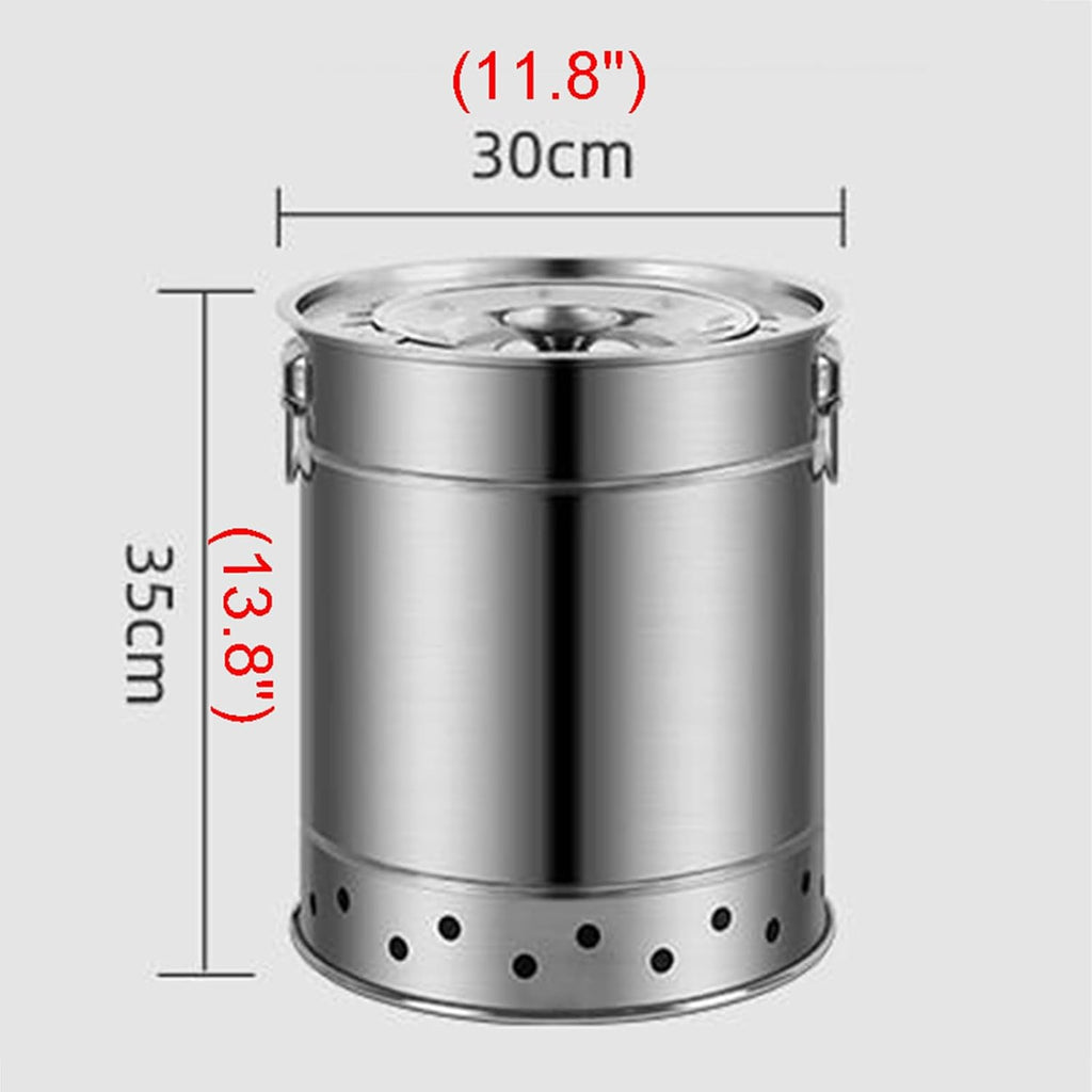 Outdoor Charcoal Grill Smokeless BBQ Hanging Grill Portable Stainless Steel BBQ Grill Oil and Carbon Separation Design Round Barrel Grill for Barbecue Party Camping(30x35cm/11.8x13.8)