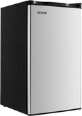 VEVOR 3.2 Cu.Ft Mini Fridge with Freezer, Single Door Compact Refrigerator with Micron Freezer Zone, 7-Mode Adjustable Temp, Energy Efficient Dorm Fridge, Reversible Door, Low Noise, Brushed Steel