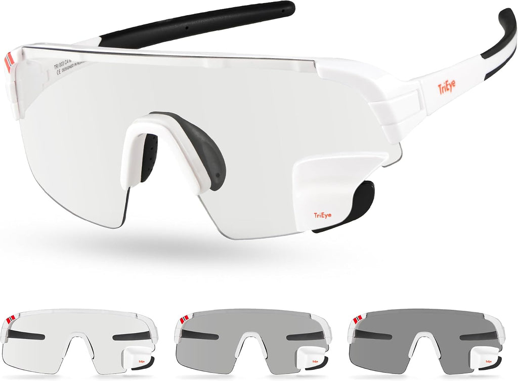 TriEye Cycling Glasses with Rear-view Mirror - Sports Sunglasses for Men & Women - UV-400 Protection