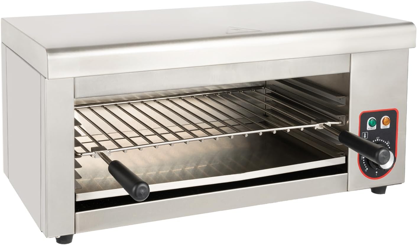 Electric Salamander Broiler, 110V/60Hz 1500W Grilled Cheese Maker Portable Grill Steak Cooker Tabletop Camping Grill Electric Grill Outdoor BBQ Equipment for Melting Cheese, Grilling Meats