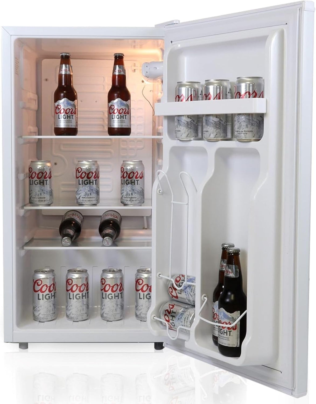 Koolatron Coors Light Rocky Mountain Compact Fridge with Bottle Opener, 90 L/ 95 Quart 3.2 Cubic Foot for Snacks,Beverages, Juice, Beer, Den, Dorm, Office, Games Room, or RV