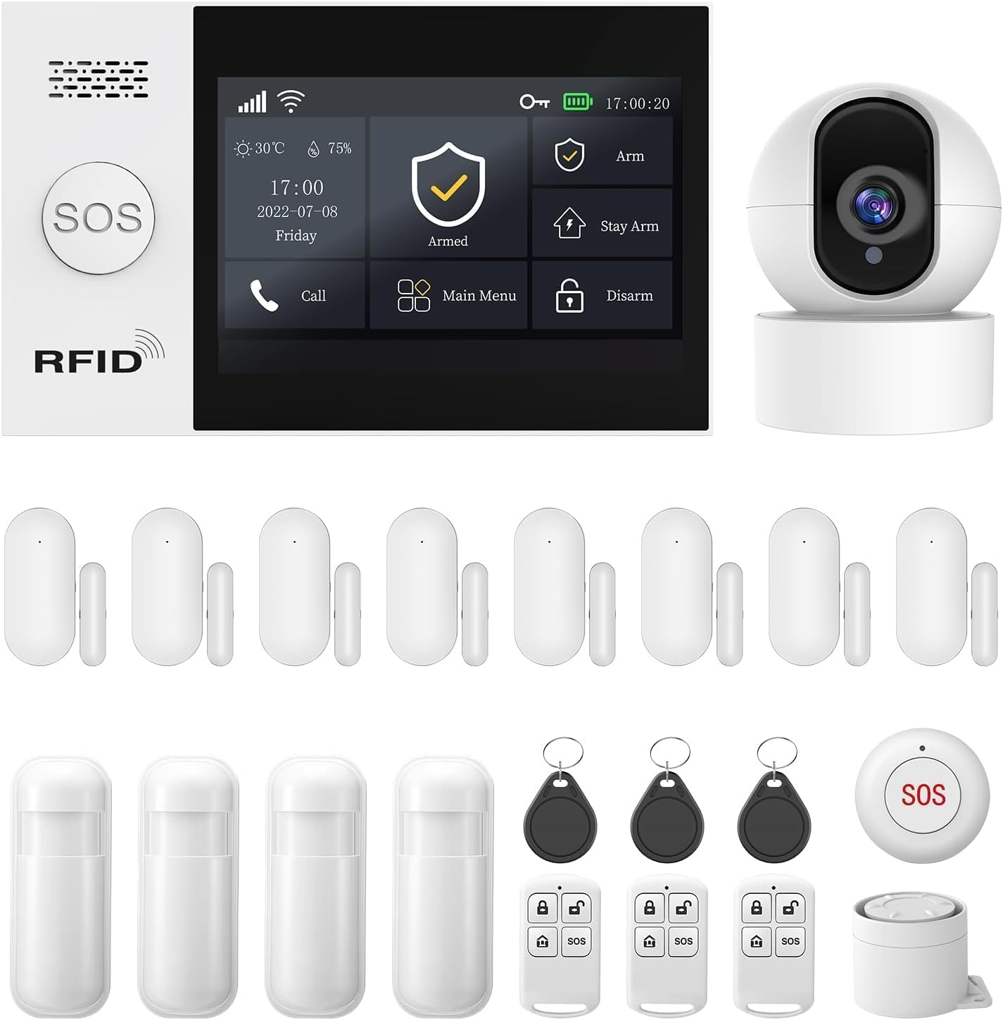 PGST Wireless Home Alarm System with HD Security Camera,DIY Expandable Door Alarm Sensors,4G GSM/Tuya App Instant Alerts,Compatible with Alexa for Apartment,No Monthly Fee