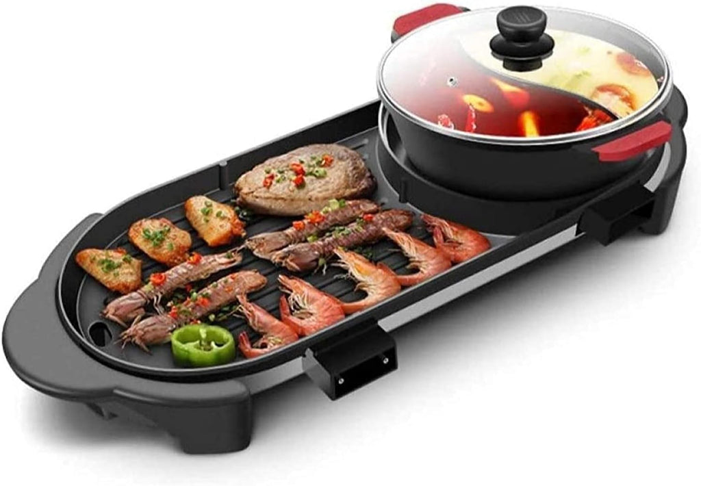 BBQ Smokeless Grill Detachable Hot Pot Independent Temperature Control Hot Pot Barbecue Integrated Pot Household Portable Electric Hot Pot Indoor