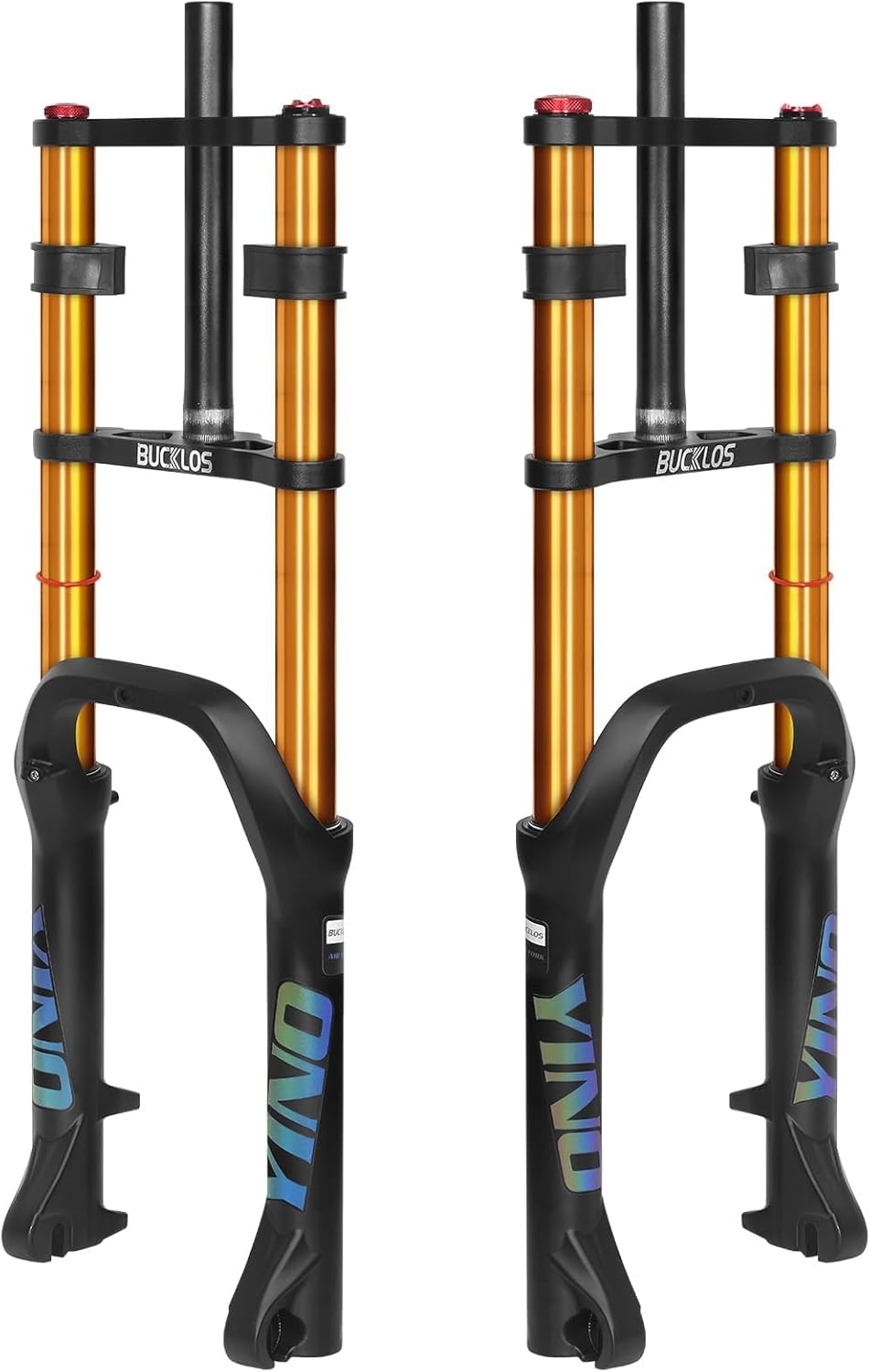 BUCKLOS 20 inch 4.0 Fat Tire E-Bike Air Suspension Fork, 180mm Travel Spacing Hub 135mm Straight Tube MTB Manual Lockout 9mm QR Mountain Bike Double Shoulder Electric Bicycle Front Forks Snow Beach