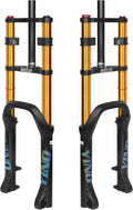 BUCKLOS 20 inch 4.0 Fat Tire E-Bike Air Suspension Fork, 180mm Travel Spacing Hub 135mm Straight Tube MTB Manual Lockout 9mm QR Mountain Bike Double Shoulder Electric Bicycle Front Forks Snow Beach