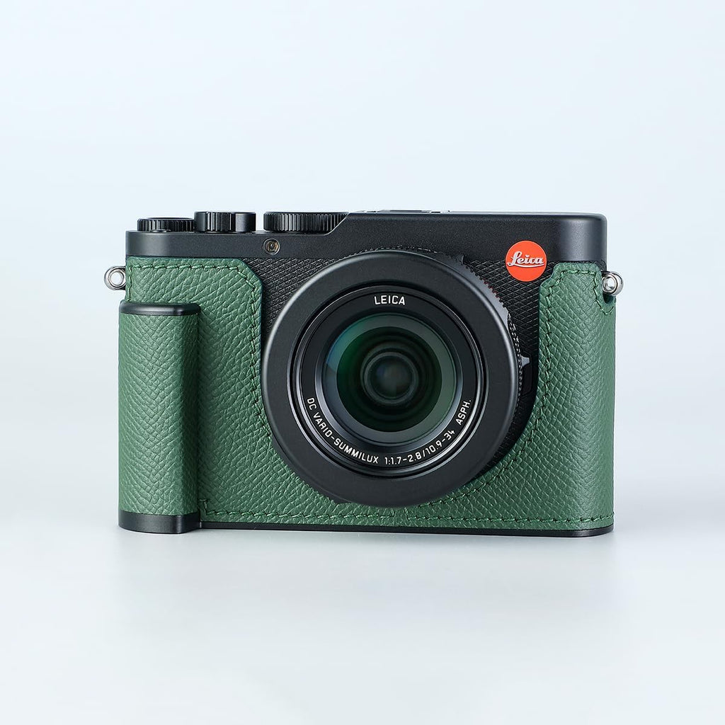 Camera Half Case for Leica D-LUX 8, Vintage Metal Genuine Leather Instant Camera Protective Cases Stylish Portable Shockproof (Green D)