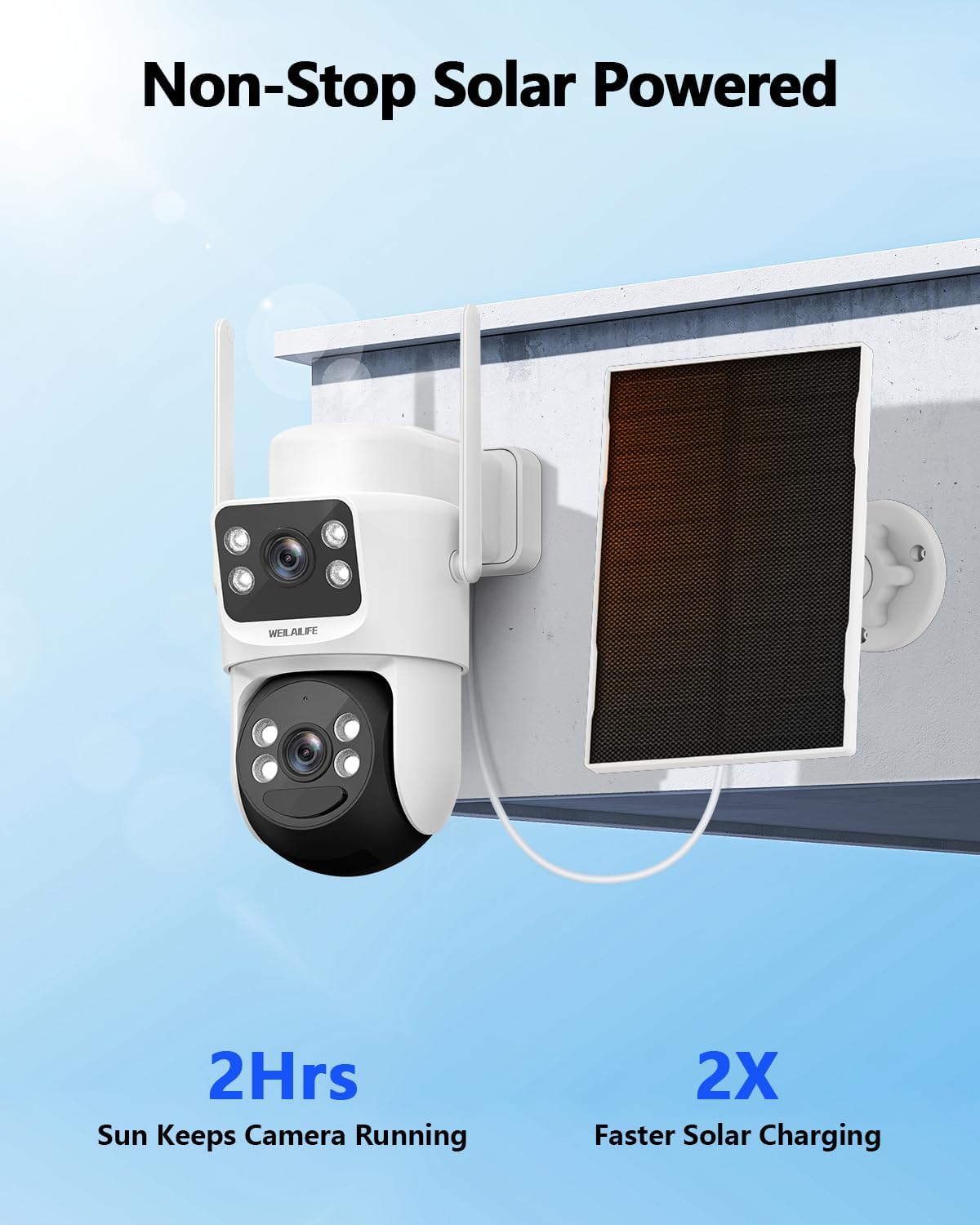 【All-in-One Security System】 Security Cameras Wireless Outdoor, Home WiFi Video Surveillance Systems, Solar Powered PTZ Security Camera System DVR Kits