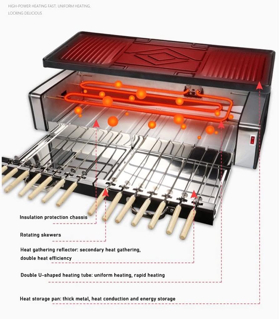 YYDS Hot Pot Multifunctional Electric Oven Household Skewers Machine Smokeless Barbecue Grill Grill Shabu Hot Pot Electric Grill (Color : Black)