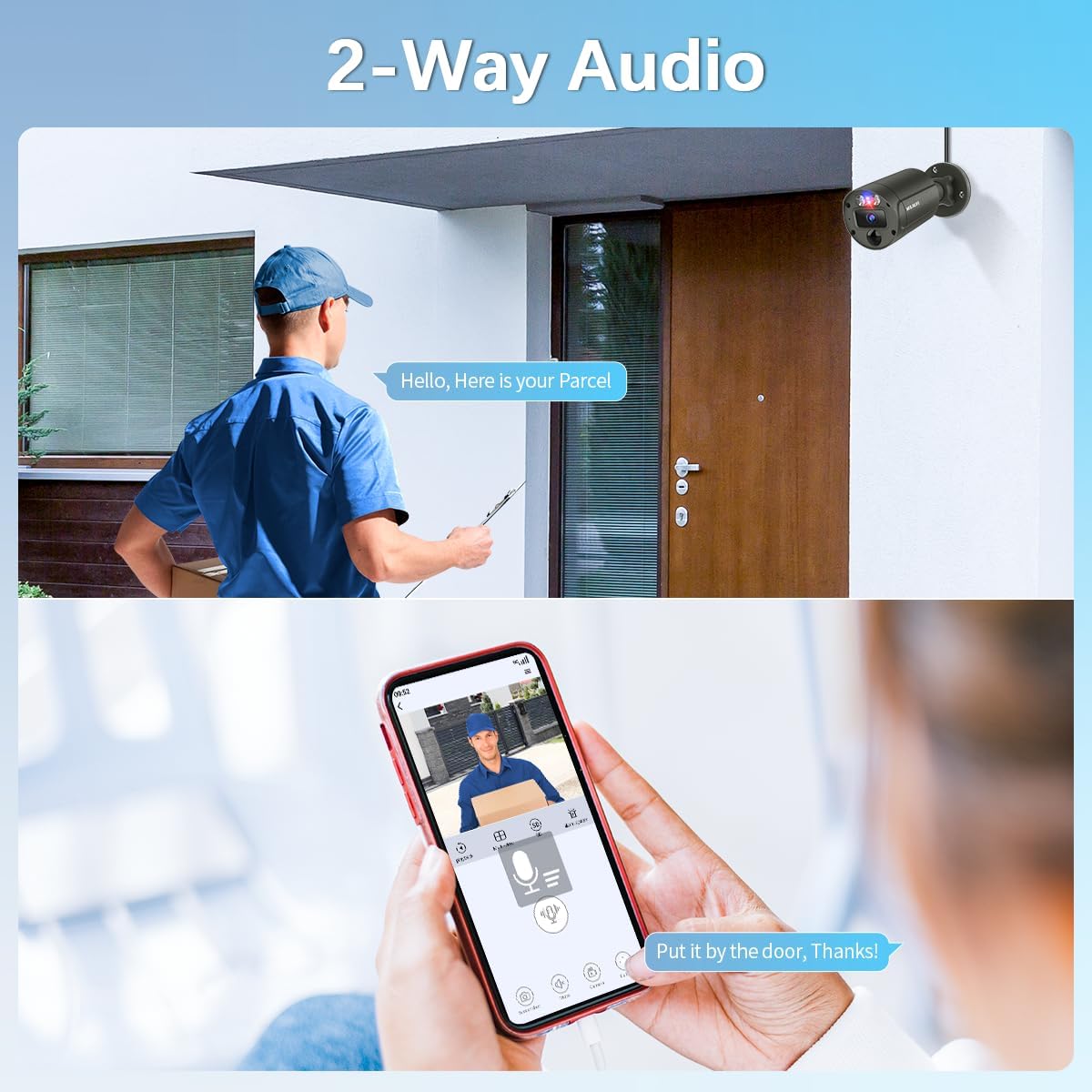 【2-Way Audio】 Outdoor Wired Security Camera System, Wired Cameras for Home Security, Home POE Video Surveillance Systems DVR Kits