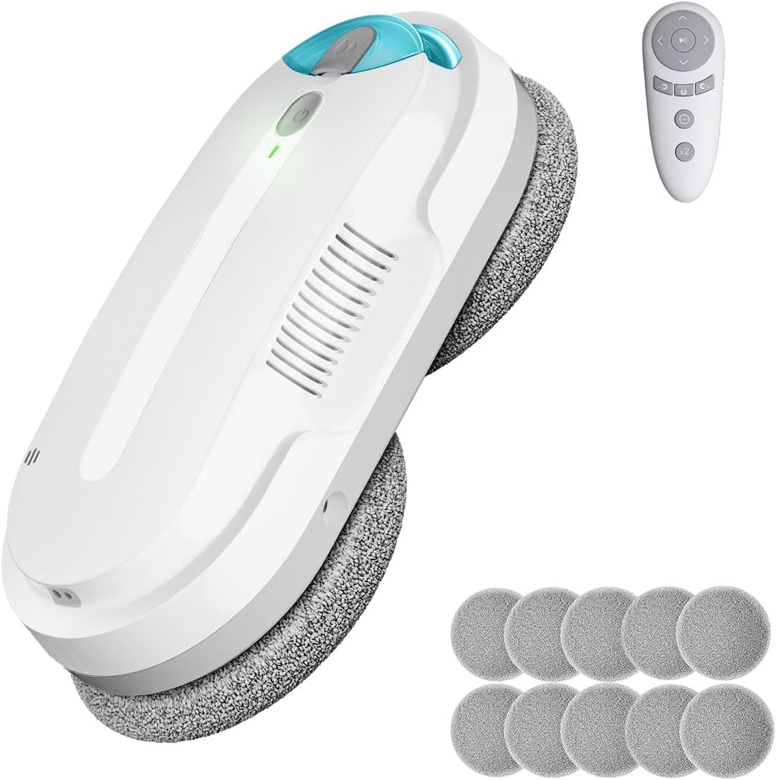Smart Window Cleaning Robot with bidirectional ultrasonic Spray & 85ml Tank - Automatic Edge Detection, 2400-3200pa Strong Suction, Anti-Drop P