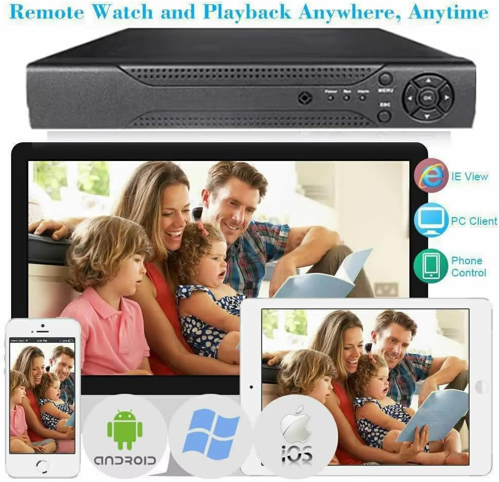 Home Security System 4Ch DVR Kits with 4pcs 1080P Waterproof Bullet Analog AHD TVI CVI Camera 3MP Lens Color Night Vision Outdoor Surveillance Wired CCTV Set (Include 500GB HDD) 24/7 Recording