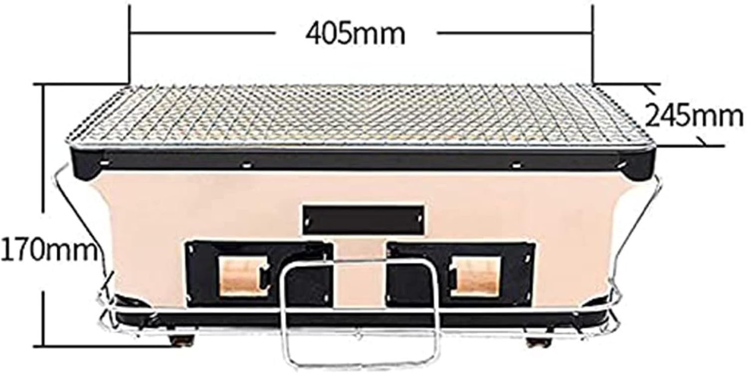 Japanese Ceramic Tabletop Grill, Rectangular BBQ Hibachi Charcoal Grill Table Yakatori Charcoal Cooker for Indoor Outdoor Stove
