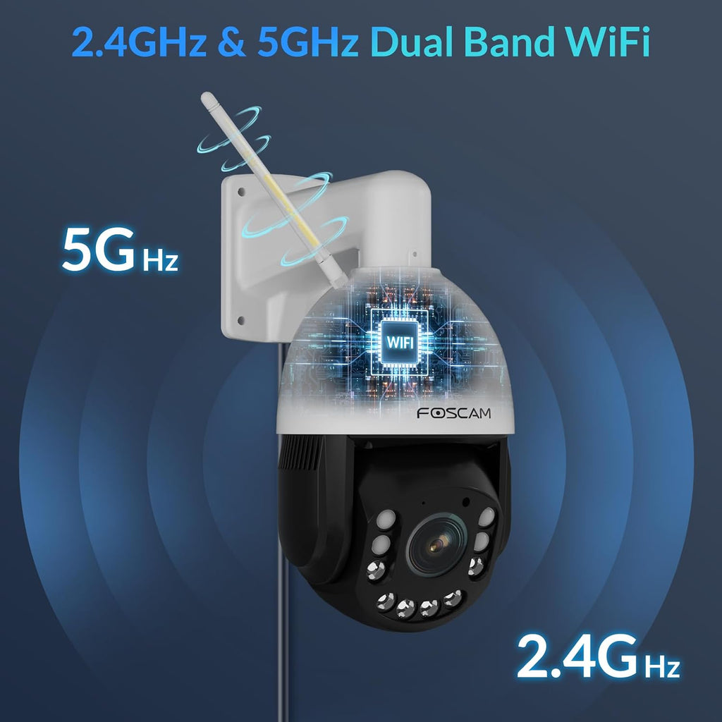 FOSCAM 4MP WiFi PTZ Outdoor Camera, 18X Optical Zoom with Auto Tracking, 2.4/5GHz WiFi Camera for Home Security, Person/Vehicle/Animal Detection, 656ft Night Vision, 350° Pan 90° Tilt, Two-Way Audio
