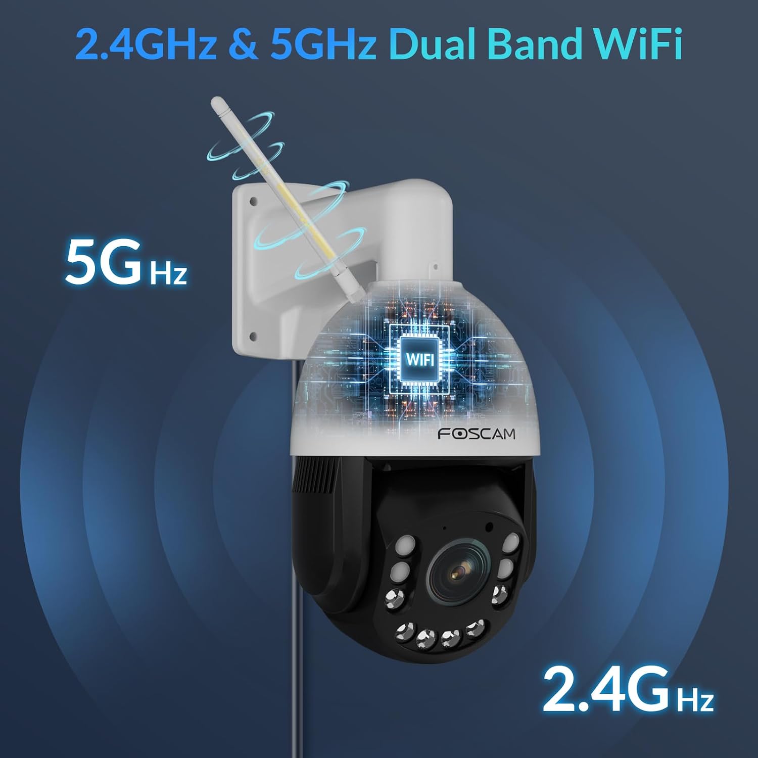 FOSCAM 4MP WiFi PTZ Outdoor Camera, 18X Optical Zoom with Auto Tracking, 2.4/5GHz WiFi Camera for Home Security, Person/Vehicle/Animal Detection, 656ft Night Vision, 350° Pan 90° Tilt, Two-Way Audio