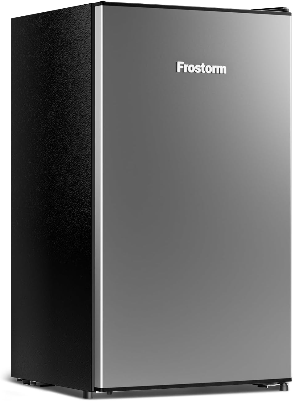 3.2 Cu Ft Mini Fridge with Freezer - Energy Efficient, Large Capacity Single Door Upright Freezer for Bedroom, Office & Dorm | Small Fridge, Reversible Door, ETL Certified(Silver)