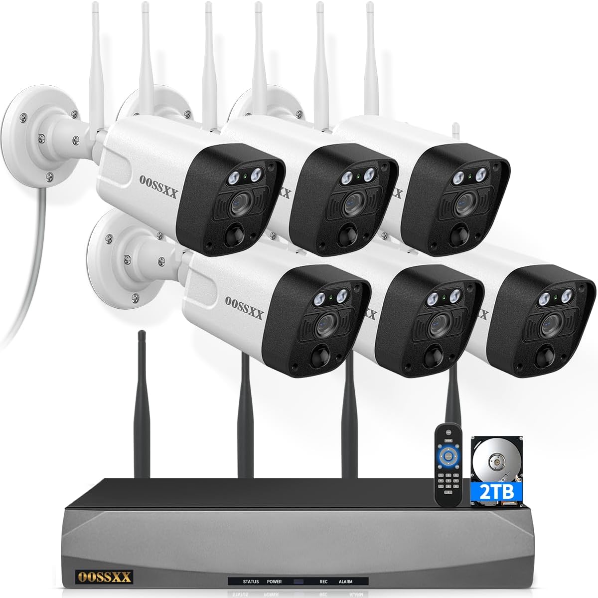 (2026 Update) Wireless WiFi Outdoor Security Camera System with Dual Antenna Cameras, 55% Stronger Signal, 130° Wide Angle, 2-Way Audio, No Monthly Fee, Home NVR Security System
