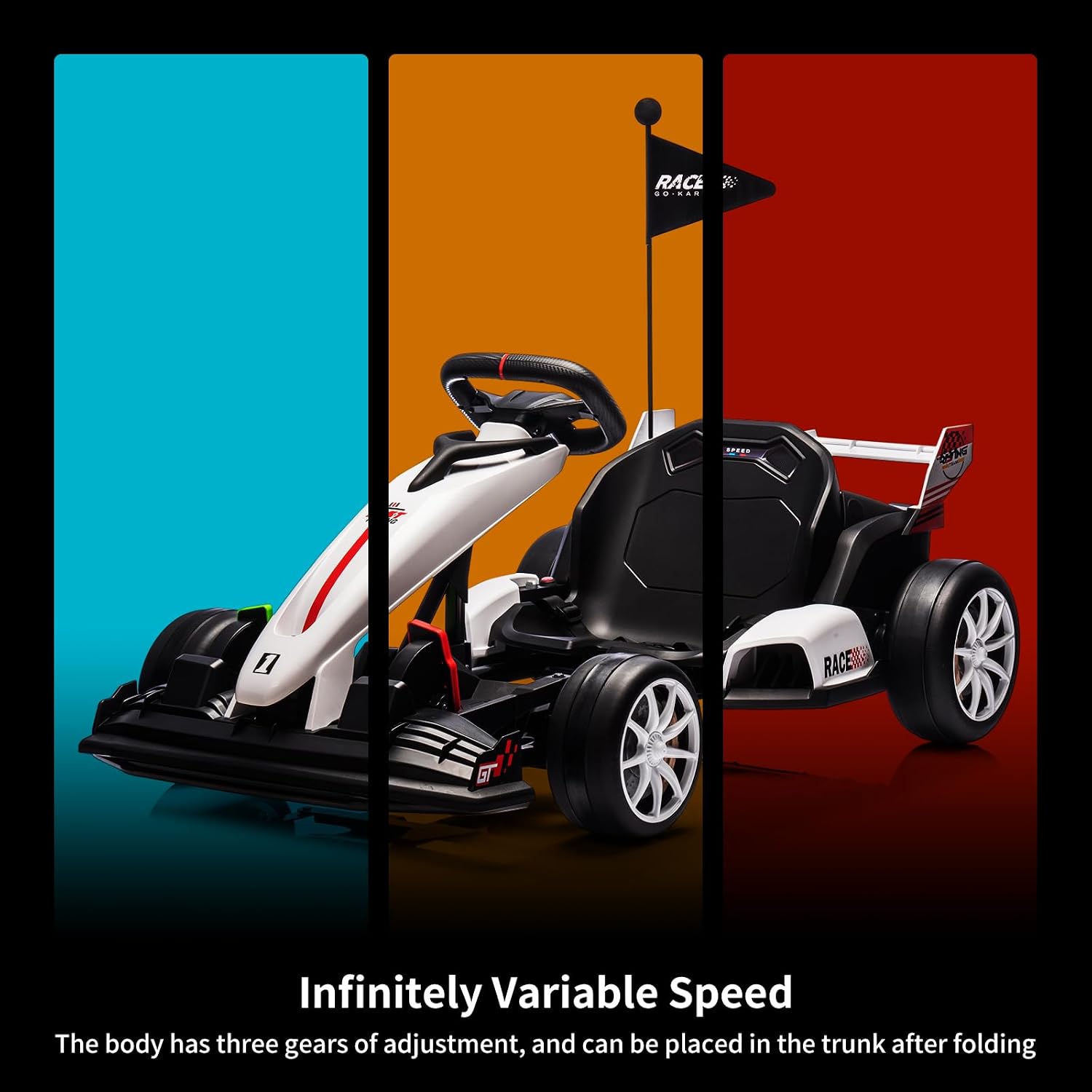 24V Electric Ride Car, Drift Kart for Kids with Adjustable Seat & 8.5MPH Speed, EVA Silent Wheels, Parent-Safety Certified Ride-on Toy