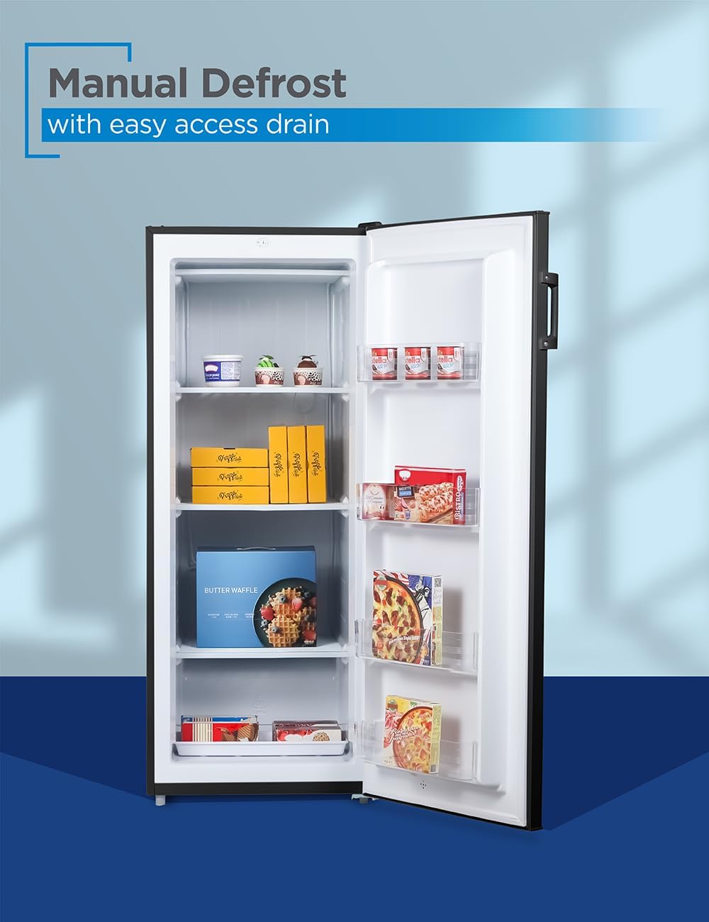 BLACK+DECKER 10 Cu. Ft. Upright Freezer, Stand Up Freezer with Mechanical Temperature Control, Freezer Upright with 3 Shelves and 4 Door Bins, Manual Defrost, R600a Refrigerant, BUF1000LB, Black