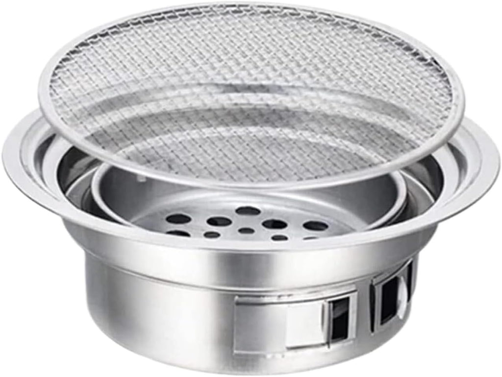 Portable Charcoal Grill Outdoor Charcoal Grills Stainless Steel Charcoal Barbecue Grill Round Portable Grill for Camping BBQ Grill for Outdoor(35cm)