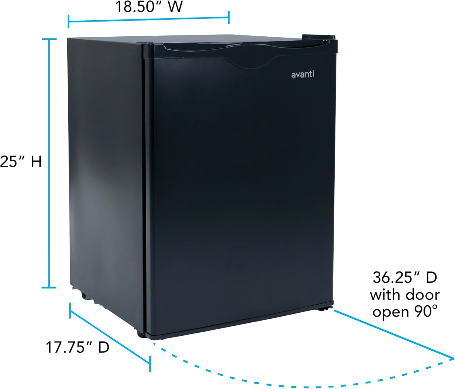 Avanti Mini Fridge for Home Office or Dorm, Auto Defrost with Reversible Door, Energy Star Rated, 2.2 Cu. Ft., Black