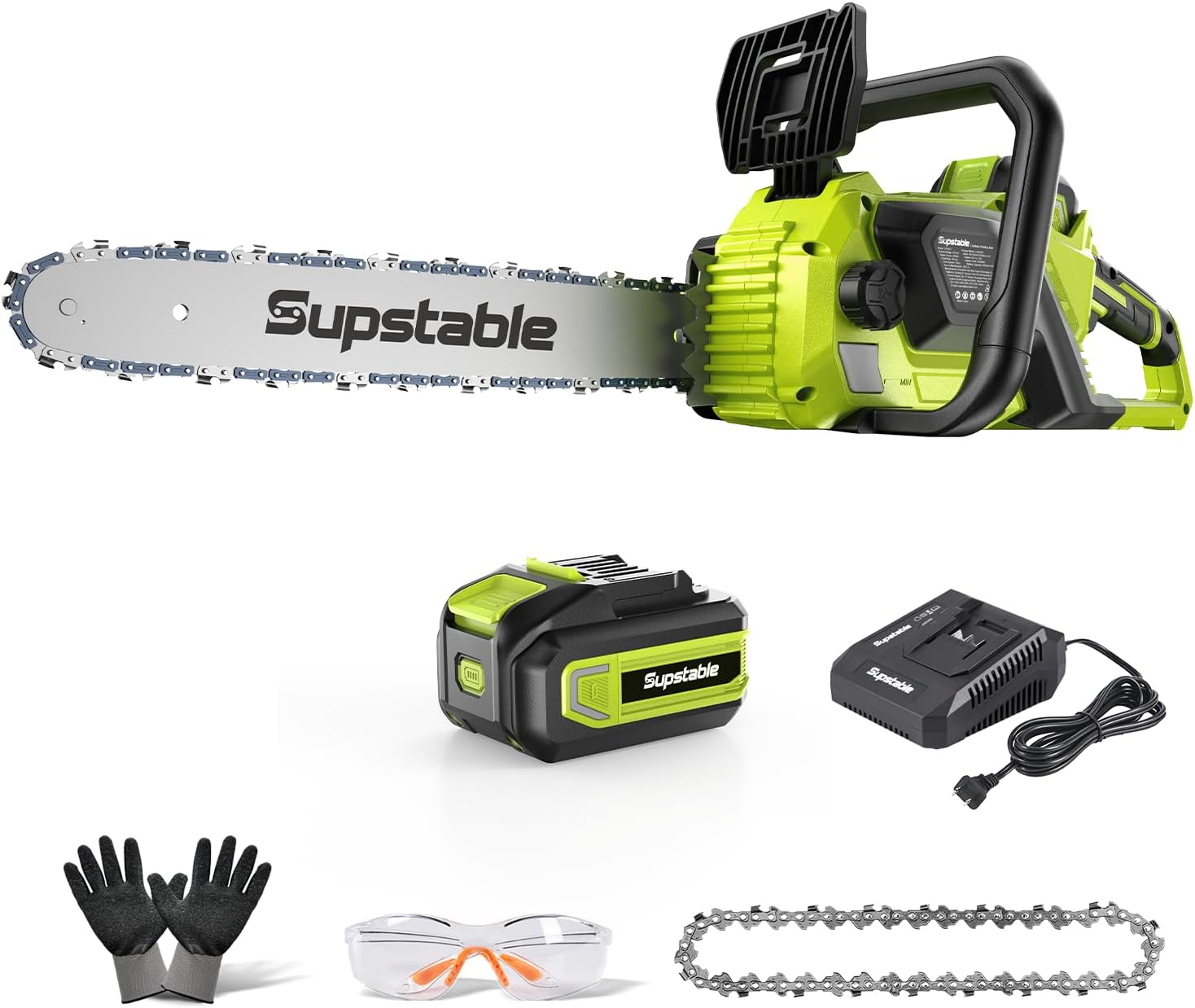 16 Inch Electric Chainsaw Cordless, 2000W Brushless Chainsaw, 4.0Ah Battery & Fast Charger, 40V Electric Chain Saws, Instant Brake, Tool-Free Chain Tension, Auto Oiling for Tree Trimming, Wood Cutting