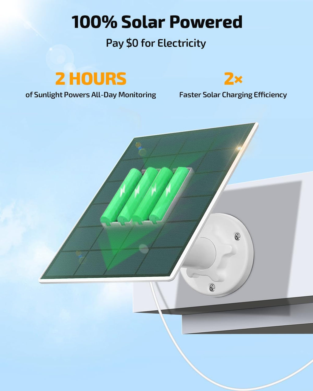 《100% Solar Powered & PIR Motion Detection》Outdoor Wireless PTZ Camera System, 4MP Solar Powered Battery Cameras Systems, Home Video Surveillance DVR Kits with 2-Way Audio