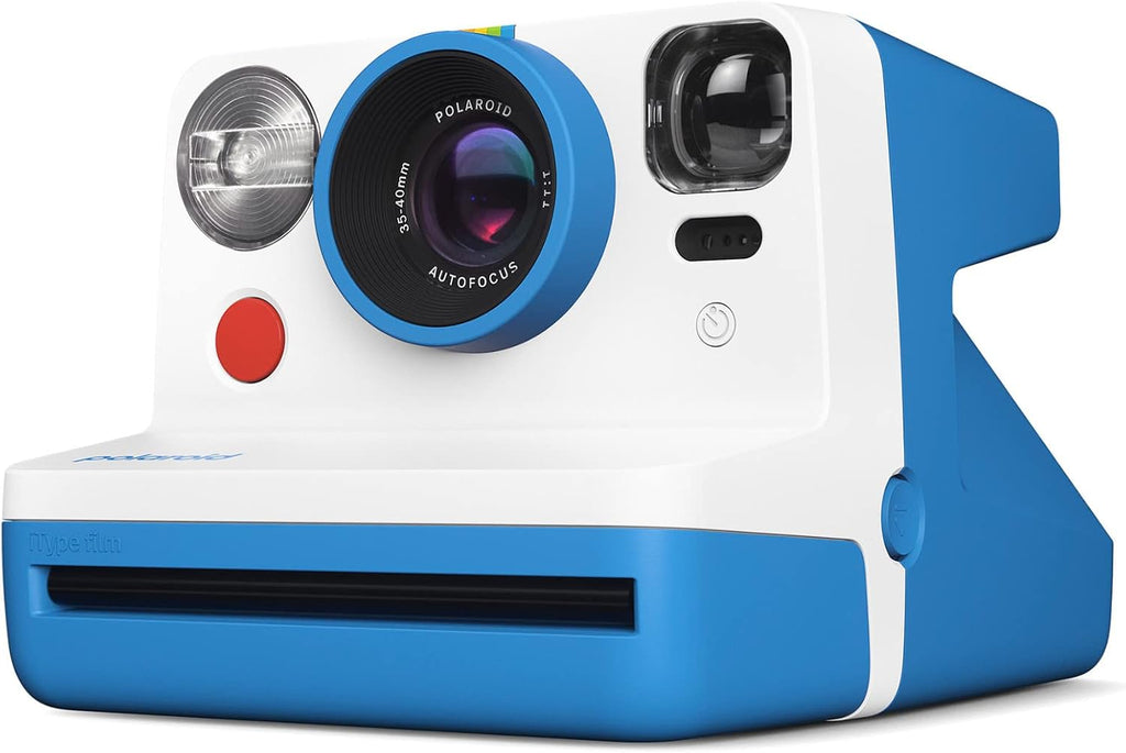Polaroid Now 2nd Generation I-Type Instant Film Camera (Blue), Shoot and Print Bundle with Magnetic/Hanging Photo Frames and Black & White Film Instant Film (8 Exposures) (3 Items)