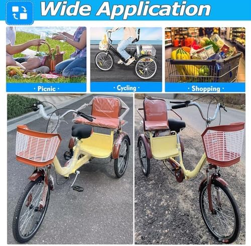 Folding 3-Wheel Trike for Adults - Low-Step Pedal Assist Cruiser Bike for Men & Women, Dual Brakes, Front Suspension, Rear Seat for Passengers & Cargo