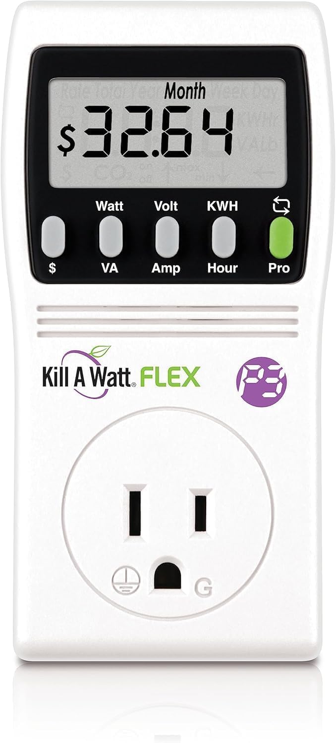 P3 International P4456 Kill A Watt Flex Plug-in Electricity Usage + Power Consumption Monitor, Watt Voltage Tester, Electrical Energy Saving Monitor with Auto Cost Calculator (Pack Of 3)